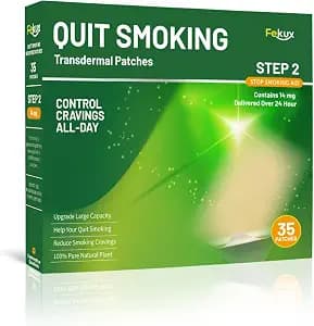 Fekux Quit Smoking Patches Step 2-14 mg Stop Smoking Aids Patches, Easy & Effective Helps Quit Smoking, Stop Smoking Aids That Work - 35 Patches
