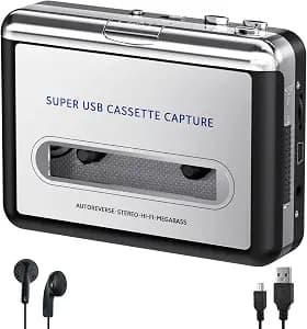 Personal Cassette Player, Convert Tape to MP3 Digital, Walkmaner Portable Tape Recorder with Auto-Reverse, Headphone Jack