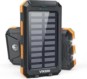 Vikeri Solar Power Bank 26800 mAh, Power Bank Solar Waterproof USB C External Battery with 4 Outputs, Power Bank for Smartphones, Tablets and More (Yellow)