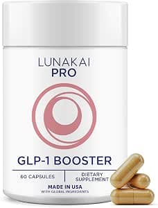 Lunakai PRO USA Made GLP-1 Supplement - Natural GLP 1 Booster with Probiotics & Resveratrol – Supports Weight Management, Cravings & Metabolism, 60ct