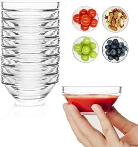 BGHEOUYV Mini Glass Bowls, 3in 2.5oz Small Prep Bowl, 10 Pack Dipping bowls, Sauce Bowls for Spice, Ramekins, Snack, Candy, Dessert, Ice Cream