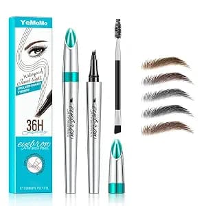 Waterproof Eyebrow Pencil, 36H Long-Lasting, Professional Liquid Brow Makeup, 5 Colors Available, Angled Tip Design (2#Dark Brown)