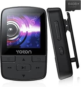 YOTON MP3 Player with Bluetooth 5.2, 64GB Memory, FM Radio, Voice Recording, Independent Volume Control, Headphones, Expandable up to 128GB SD Card