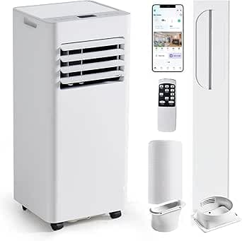 Aoxun Air Conditioning Unit with Smart Wifi, 9000 BTU Portable Air Conditioner Cools up to 270 sq. ft, 4-IN-1 AC Unit with Cooling&Dehumidifier&Fan&Sleep Mode, Remote Control, 24H Timer