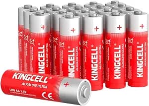 KINGCELL AA Batteries 20 Pack, High-Performance Alkaline AA Batteries 10-Year Shelf Life Double A Batteries with Long-Lasting Power for Household