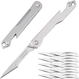 edcfans Folding Scalpel Knife, Small Pocket Knife for Men with 10pcs Surgical Replaceable Blades #11, EDC Utility Knives, Outdoor Edge Knives for Hunting, Skinning