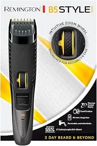Remington MB5000 Beard Trimmer [17 Length Settings 0.4-18 mm] Beard Trimmer Style Series (Self-Sharpening Titanium-Coated Blades, Zoom Wheel for Adjustment, Mains/Battery Operation, 60 Minutes Battery Operation)