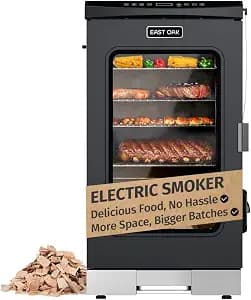 EAST OAK 30" Electric Smoker for Outdoors | Built-in Meat Probe & Clear Viewing Window | Side Chip Loader for 6x Longer Uninterrupted Smoking | 725 sq in Cooking Area for Bigger Batches, Night Blue