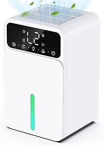 Dehumidifiers for Home, 1500ML Quite Dehumidifiers for Bedroom, Portable Bathroom Dehumidifier, 12H Timer, Automatic Shutoff, 7 Colorful Lights, Small Dehumidifier for Drying Clothes