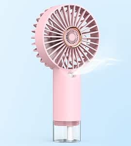 FXI Portable Misting Fan, Mini Handheld Silent Desktop Fan, USB Rechargeable Handheld Fan 3 Speeds for Home, Office, Travel (Pink)