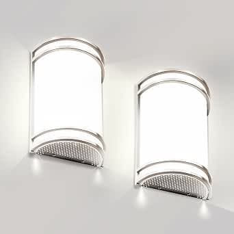 Indoor Wall Sconce, Half Cylinder Wall Light Fixture, 3000K 4000K 5000K Color Temperature Adjustable, Dimmable LED Modern Wall Light for Hallway Bedroom Living Room, Brushed Nickel, 2 Pack