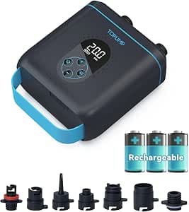TPS260 Rechargeable SUP Pump, 20PSI Electric with Auto-Off, Dual Stage Inflation & Deflation, 12V DC & Type-C Connector for Paddle Board, Kayak, Wing & Kite, Tent, Boat, Mattress