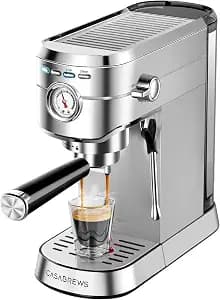 CASABREWS CM5418 Espresso Machine 20 Bar, Compact Espresso Maker with Steam Milk Frother, Stainless Steel Coffee Machine with 34oz Removable Water Tank for Cappuccino, Gift for Women or Men, Silver