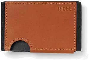Ridge Biflex Wallet for Men - Slim Minimalist Compact Wallet with RFID Protected Lining, Leather Front Pocket Wallets for Men (Tobacco Brown)