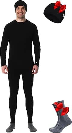 Merino.tech Merino Wool Base Layer Men's Thermal Underwear Set + Hat