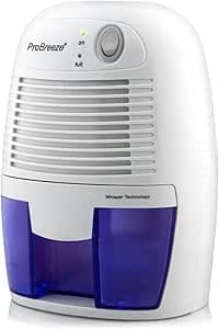 Pro Breeze Electric Small Dehumidifier 215 sq ft (1200 cubic feet) Coverage for High Humidity Home Office Basement, Compact and Portable with Auto Shut Off