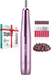 COSLUS C40 Electric Nail Drill, Nail Files for Gel Acrylic Nature Nails, Adjustable Speed 0-20000RPM, Portable Manicure Pedicure Set with 6 Drill Bits 31 Sanding Bands, E File Beginner Girl Women Mum