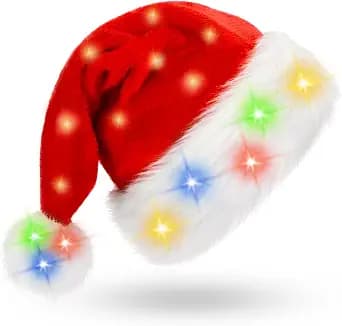 BOSONER Santa Hat: Christmas Hat Adult - Santa Hat for Women and Men - Led Santa Hat