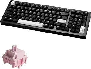 MONSGEEK M2 V5 VIA Aluminum Mechanical Keyboard Quick Release Tri-Mode Gaming Keyboard with 8000 mAh RGB Hot-swappable Black Piano, Pre-lubed Stellar Rose Switch