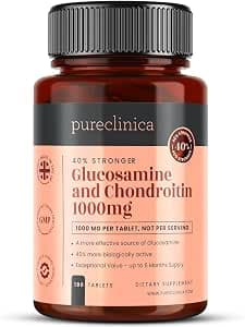 Glucosamine HCL & Chondroitin 1000mg x 180 Tablets (6 Month Supply) Most Effective & Biologically Active: Chondroitin 90%, Glucosamine HCL 83.1%