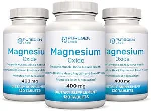 Magnesium 400mg [High Potency] Supplement – Magnesium Oxide for Immune Support, Muscle Recovery, Leg Cramps, Relaxation - 3 Pack | Total 360 Count