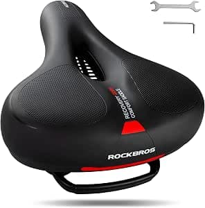 ROCKBROS Bicycle Saddle Comfortable Gel Saddle Men Women Ergonomic Wide Bicycle Seat Soft Memory Foam MTB Road Bike 26 x 22 cm Breathable Waterproof