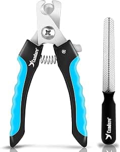 Candure Dog Nail Clippers and Trimmer with Safety Guard to Avoid Over-Cutting Toe Nails- Professional Grooming Razor Edge Blades Pet Nail Clipper with Free Nail File for Small Medium Large Breeds | Pet Dog and Cat Nail Clipper