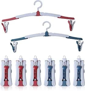 Foldable Travel Clothes Hangers, Pack of 8 Portable Clothes Airers, 360 Degree Rotating Travel Hangers, Non-Slip Hangers, Space Saving Travel Hangers for Home, Hotel, Travel, Camping