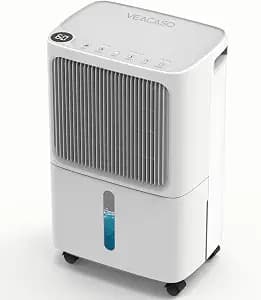 VEAGASO 2500 Sq. Ft Dehumidifier for Basement, 34 Pint Dehumidifiers For Home, Large Room, Auto Drain or Manual Drainage, Digital Control Panel, Auto Defrost, 24H Timer