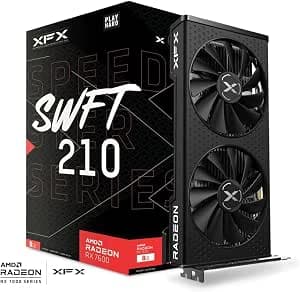 XFX SPEEDSTER SWFT210 AMD Radeon RX 7600 Core Edition Graphics Card 8GB GDDR6 HDMI 3xDP AMD RDNA 3 RX-76PSWFTFY-GP/E