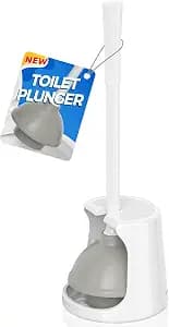 Toilet Plunger with Holder, Plungers for Bathroom Heavy Duty for 5.3-inch Toilet Drain, Toilet Plunger and Holder Combo for Bathroom Cleaning