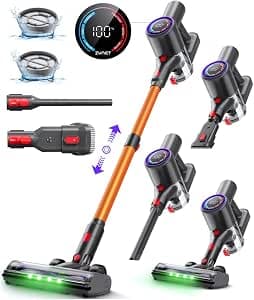Cordless Vacuum Cleaner, 500W/45KPA/40Mins Lightweight Stick Vacuum for Home, LED Display and Green Headlights, 6-Stages Filtration, Self-Standing Vacuum for Hard Floor, Carpet
