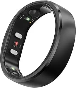 RingConn Gen 2 Smart Ring, No App Subscription, 12-Day Battery Life, Stress/Heart Rate/Women's Health Tracker, Android & iOS Compatible (Black, Size 8)