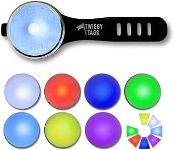 TWIGGY TAGS Rechargeable Dog Collar Safety Light | 7 Colour Modes & Flashing Mode | Increased Visibility for Night Walking