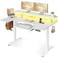 OffiGo U Shaped Electric Standing Desk, 48 Inch Height Adjustable Sit Stand Table, Writing Computer Desk for Home, Office, Workstation, White