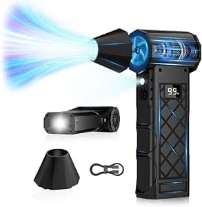 Compressed Air Blower with Screen, Electric Dust Collector 130,000 RPM with LED Auxiliary Lighting and 3 Modes Flashlight, Diamond Design, 4 Speeds for Car, Keyboard, Barbecue