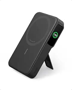 Anker MagGo Power Bank, Qi2 Certified 15W Ultra-Fast MagSafe-Compatible Portable Charger, 10,000mAh Battery Pack with Smart Display and Foldable Stand, For iPhone 15/14/13/12 Only(USB-C Cable Include)