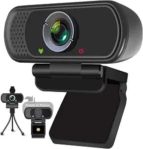 Full HD 1080P Webcam with Privacy Shutter and Tripod, Pro Streaming Web Camera with Microphone, Widescreen USB Computer Camera for Laptop Desktop Mac