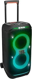 JBL PartyBox Stage 320 - Portable Party Speaker with Telescopic Handle & Wide, Sturdy Wheels, Powerful JBL Pro Sound, Futuristic lightshow, Up to 18 Hours of Play time, Splash Proof