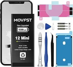 Replacement Battery for iPhone 12 Mini, 4300mAh Li-ion Polymer High Capacity Battery Fit for iPhone 12 Mini Model A2399 A2400 A2398 A2176 with Repair Tool Kits