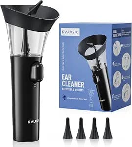 KAUGIC Manual Ear Wax Cleaner – Safe, Comfortable & Easy to Use Seamless One-Hand Operation, Black