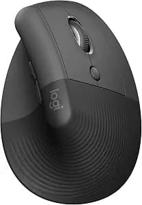 Logitech Lift Vertical Ergonomic Mouse, Wireless Bluetooth or USB Receiver, Quiet Clicks, 4 Buttons, Right Hand Wireless Mouse, Windows/macOS/iPadOS, Laptop, PC - Graphite (Renewed)