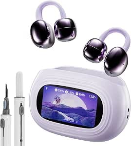 kentfaith AI Translator Earphones, Real Time Translation, 150 Languages & 16 Offline Languages, 6 Modes, Bluetooth 6.0, Ear Clip Earphones with Touchscreen Charging Case for Travel, Learning