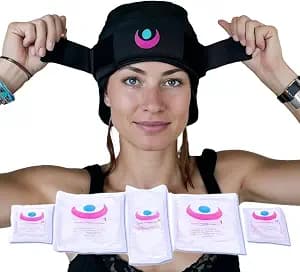 Cold Cap for Migraine Relief & Chemo, Longer Lasting Cold Swappable Gel Packs, Adjustable Compression, Class 1 Medical Device for Scalp, Concussion Relief, Chemo. Fitted Sizes, Machine Washable