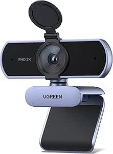 UGREEN Webcam 2K, Webcam with Microphone, Camera PC, 86° Field of View, USB A Camera with Privacy Cover, Auto Focus, Automatic Light Correction, Stereo Sound, Plug & Play, USB Camera for Windows/MacOS