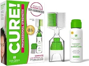 Lice Treatment Kit by Lice Clinics-Guaranteed Cure for Super Lice-Safe, Non-Toxic (Complete Kit with 5.25oz Shampoo, Metal Comb & More)