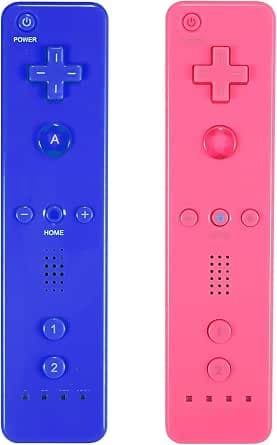 AUFGLO Retro Wii Controller 2 Pack Wii u Remote mit Silikongehäuse und Handgelenksgurt (Rot + Hellblau)