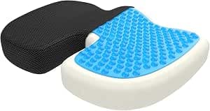 bonmedico Orthopaedic Seat Cushion with Gel Layer, Memory Foam Chair Cushion for Coccyx Relief, Pressure Relieving e.g. for Pressure Sores, for Car, Office and Wheelchair Black net