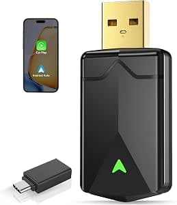 Carplay Wireless Adapter - Android Car Wireless Adapter, 5.8GHz WiFi, Plug & Play, Mini & Stable, iOS 10+/Android 10+, Fast Car Connection for Vehicles from 2016 Onwards (Pack of 1)