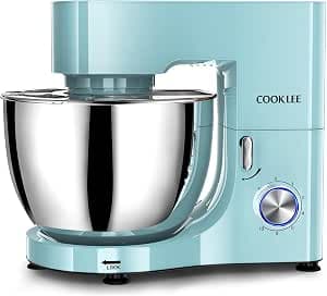 COOKLEE Stand Mixer, 9.5 Qt. 660W Electric Kitchen Mixer with Dishwasher-Safe Dough Hooks, Flat Beaters, Wire Whip & Pouring Shield Attachments for Most Home Cooks, SM-1581, Blue